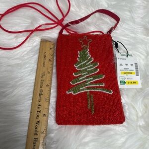 Bamboo Grading Co Christmas tree beaded bag NWT